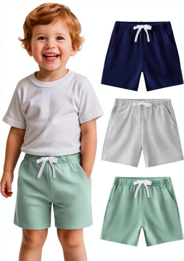 Baby Boys Shorts Soft Cotton Drawstring Waist 3 Pack-0