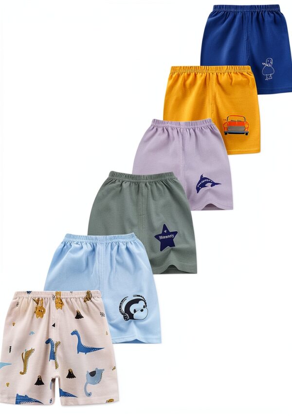 Cotton Boys Shorts 6-Pack Dinosaur Car Shark Patterns-0
