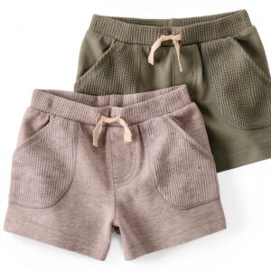 Little Planet Baby Shorts Organic Waffle Knit Drawstring-0