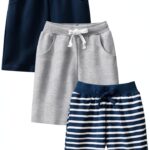 Toddler Boys Cotton Shorts Athletic Drawstring Pockets Blue-0