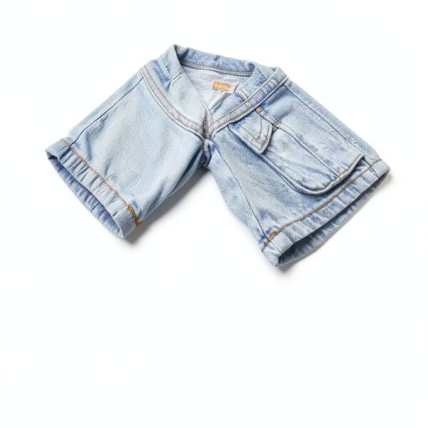 Baby Boys Denim Shorts Lightblue Cargo Pockets Elastic Waist-4