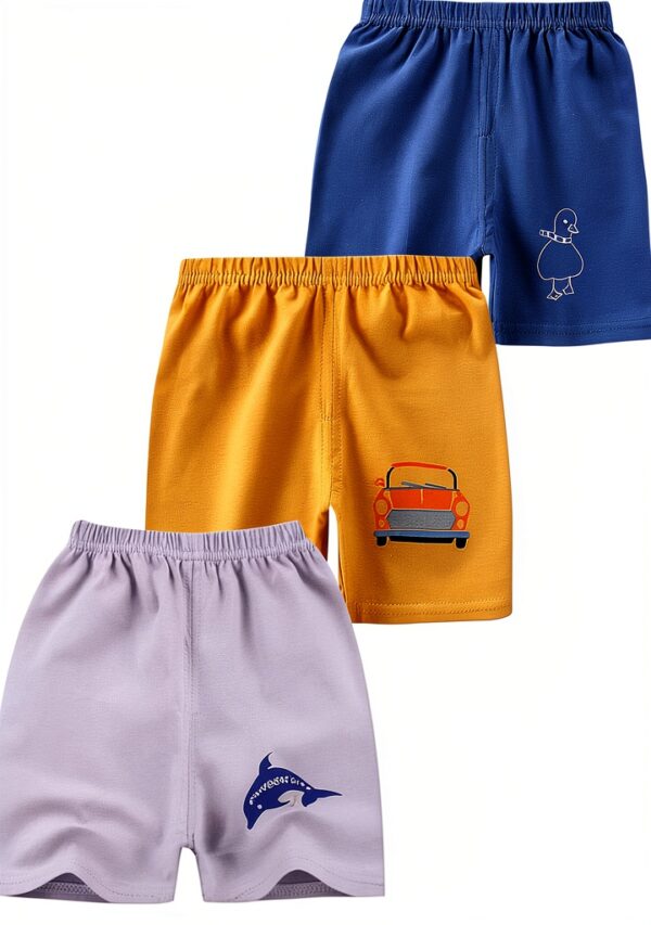 Cotton Boys Shorts 6-Pack Dinosaur Car Shark Patterns-1