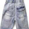 Baby Boys Denim Shorts Lightblue Cargo Pockets Elastic Waist-1