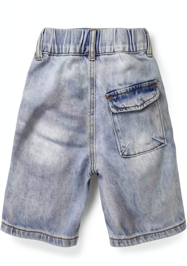 Baby Boys Denim Shorts Lightblue Cargo Pockets Elastic Waist-1