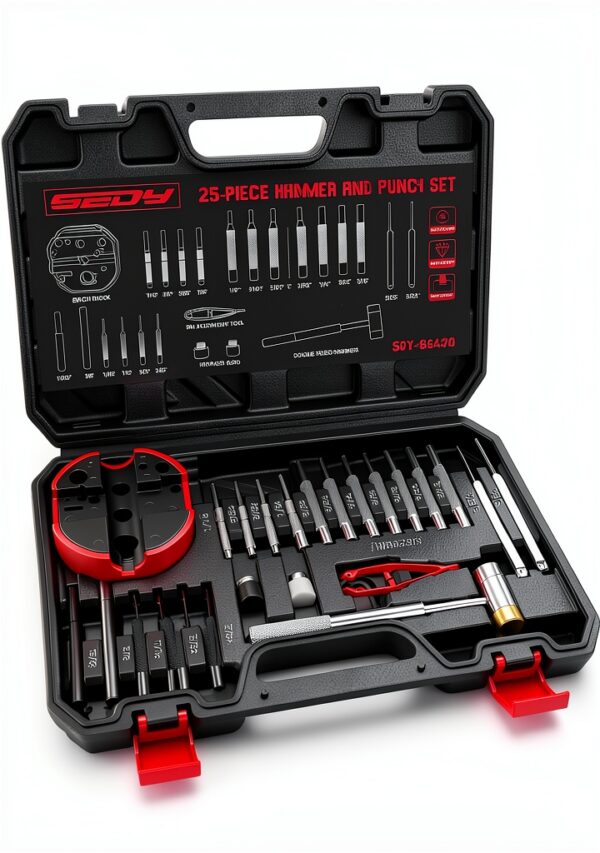 SEDY 25-Piece Pin Punch Hammer Set Black Multi‑Purpose Precision Tool-0