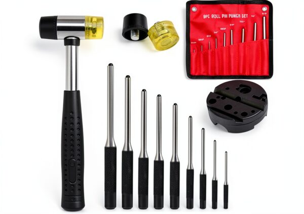 LFSEMINI Pin Punch Set with Universal Block and Double‑Sided Rubber-0