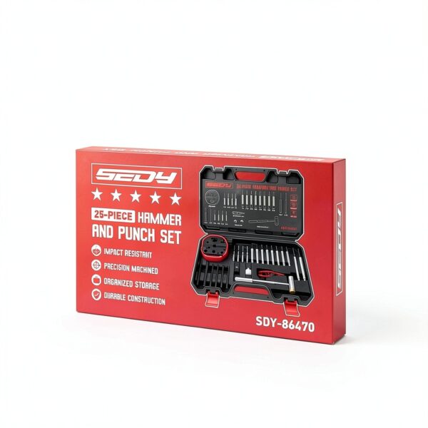 SEDY 25-Piece Pin Punch Hammer Set Black Multi‑Purpose Precision Tool-7